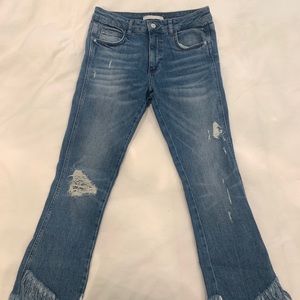 ZARA Frayed Ankle Jeans